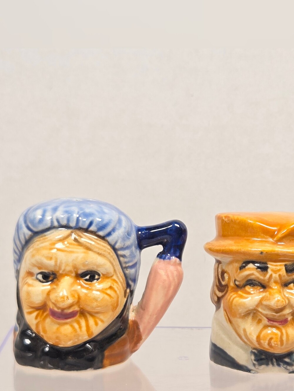 vintage Toby-style face salt and pepper shakers made in Japan